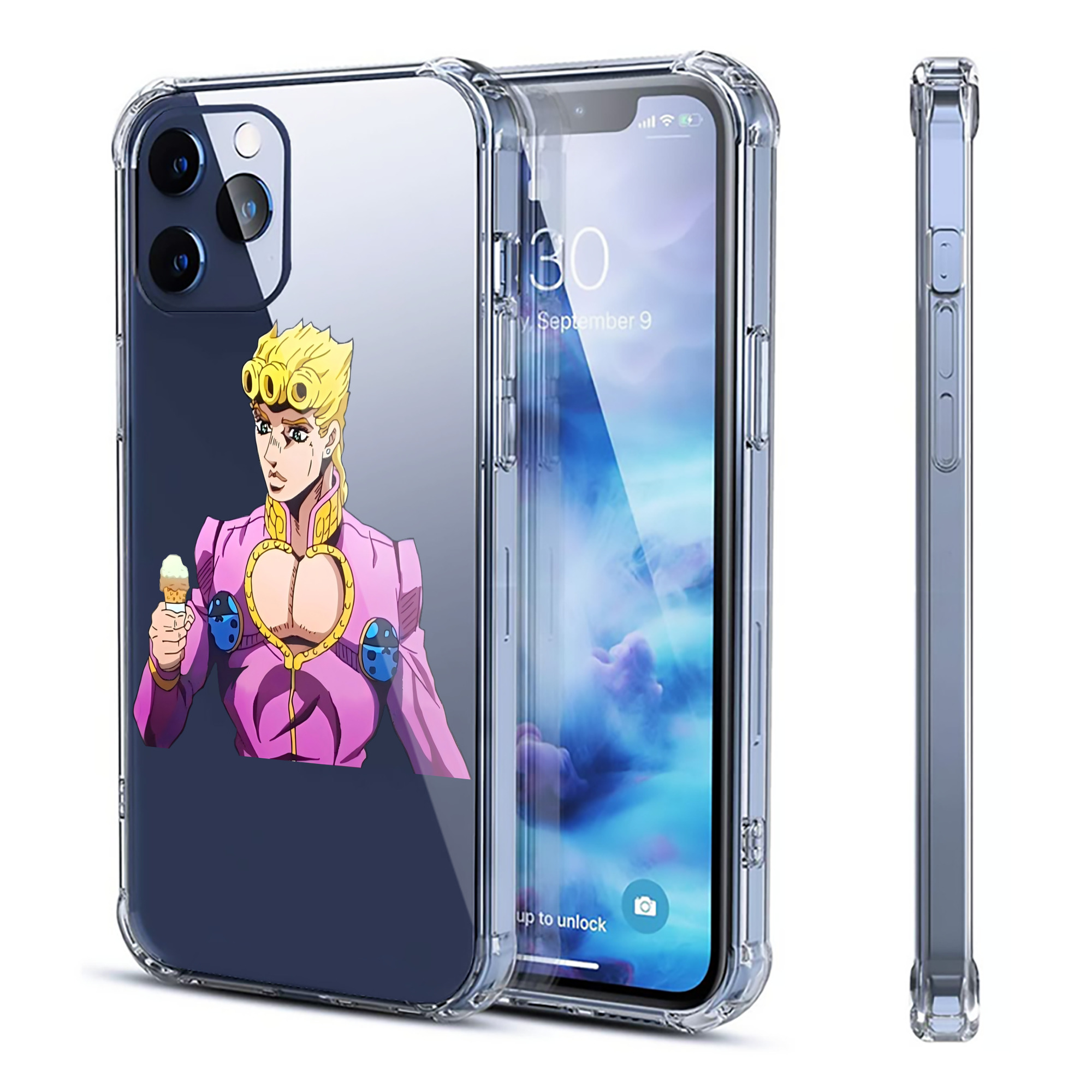 （画像用） ジョジョの奇妙な冒険 ジョルノ?ジョバァーナ JoJo's Bizarre Adventure Giorno Giovanna 【iPhone 12シリーズ対応】透明スマホケース（クリアソフトケース）